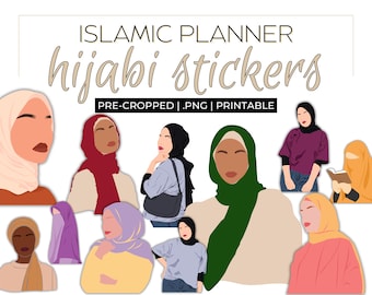 Hijabi Muslim Planner Stickers: Islamic Clip Art (Digital Download)