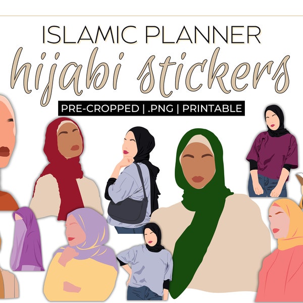 Islamic Planner Clip Art | Muslim Hijab Stickers | Quranic Digital Sticker | Salah Tracker | POC: People Of Color | Digital Download