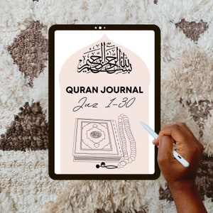 Muslim Quran Journal | Juz 1-30 Reflection Questions | Read Holy Quran in 1 Month | Islamic Workbook | Religious Study | iPad
