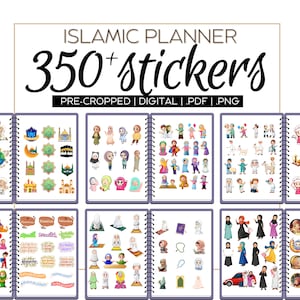 Beaux autocollants islamiques numériques pré-recadrés pour la journalisation | Planificateur Hijabi encarts de journal | Scrapbooking musulman en ligne