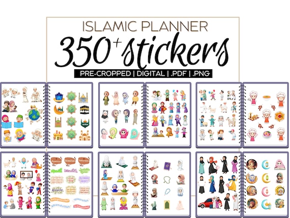 Islamic Planner Stickers: Hijabi Journaling, Muslim Scrapbooking (Digital Download)