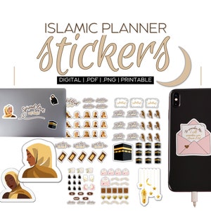 Islamic Planner Stickers | Digital Pre-Cropped Muslim Sticker | Quranic Stickers | Salah Tracker | POC: People Of Color Representation