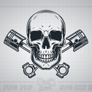 US Skull Mechanic, Piston SVG, Skull Eps, Skull Cricut