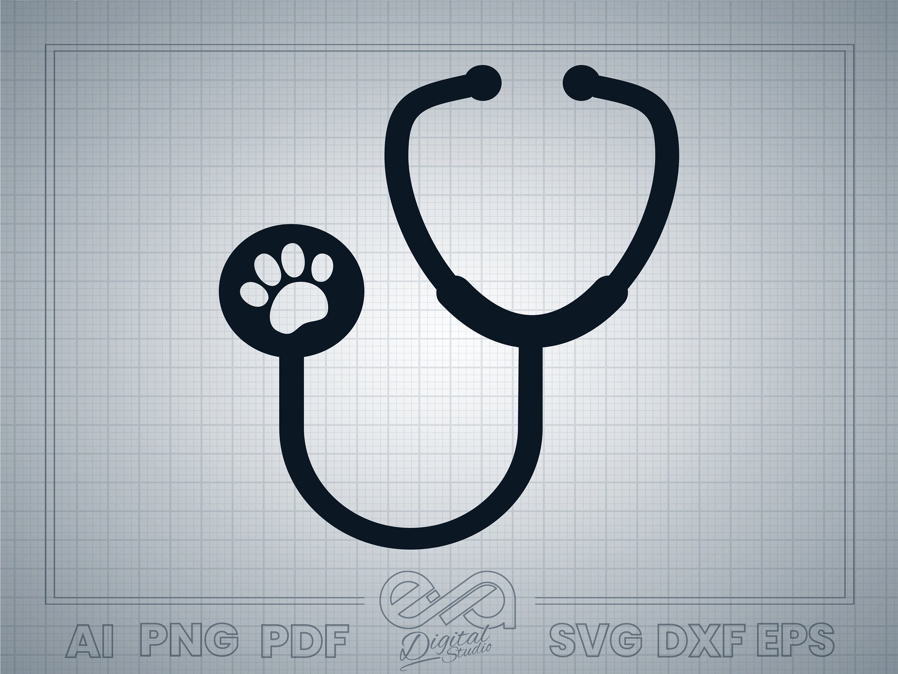 Paw Vet Stethoscope, Stethoscope Paw Svg, Cat Paw SVG - Etsy