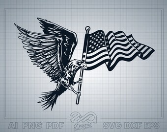 Amerikanischer Adler mit USA Flagge SVG, Vaterländische Clipart (Digitale Dateien)