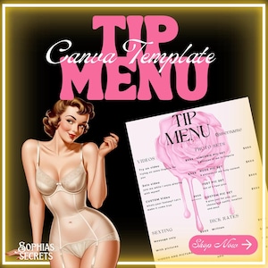 Onlyfans Tip menu, Editable Template, of tip menu template, Canva template, minimalist menu template, editable tip menu, digital download