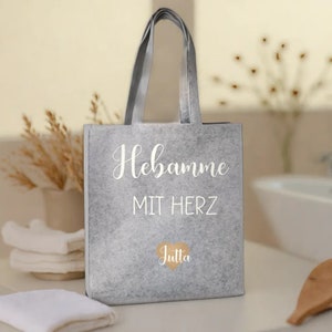 Midwife gift with heart | Personalized with name | Felt bag | Gift bag | Thank you | Gift idea | Pregnancy | Birth