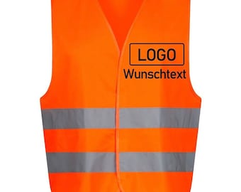 Warnweste mit Wunschtext | Unisex Warnweste Personalisiert | Weste mit Wunschdruck oder Logo  | Neongelb/Neonorange