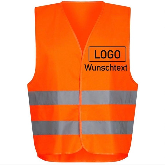 Warnweste mit Wunschtext Unisex Warnweste Personalisiert Weste mit  Wunschdruck oder Logo Neongelb/Neonorange - .de