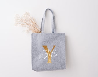 Personalisierte Filztasche mit Initial und Name |  Shopper mit Namen | Geschenk Frau | Geburtstag Freundin Mama | Geschenk | Muttertag