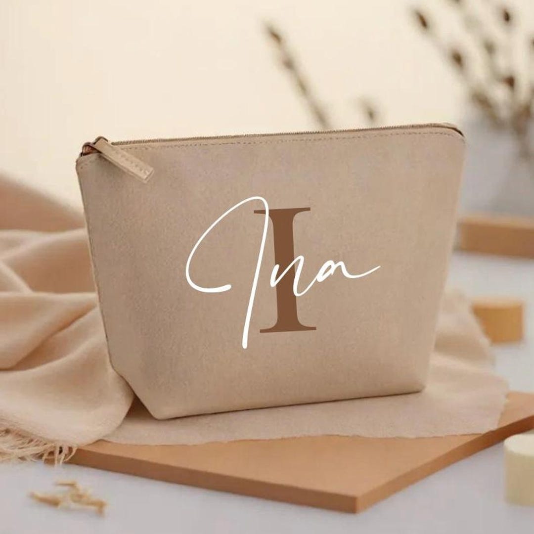 Personalisiert Kosmetikbeutel Mit Wunschname - Made In Germany - Satin Futter In Verschiedenen Farben