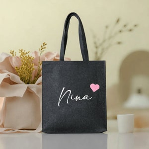 Personalized felt bag with name and heart | Shopper with name | Gift for woman | Felt bag | Birthday for girlfriend | Gift | Mother&#39;s Day