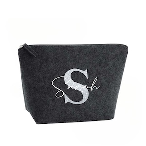 Cosmetic bag felt Personalized makeup bag Gift idea Toiletry bag Cosmetic bag with name Felt bag with name image 2