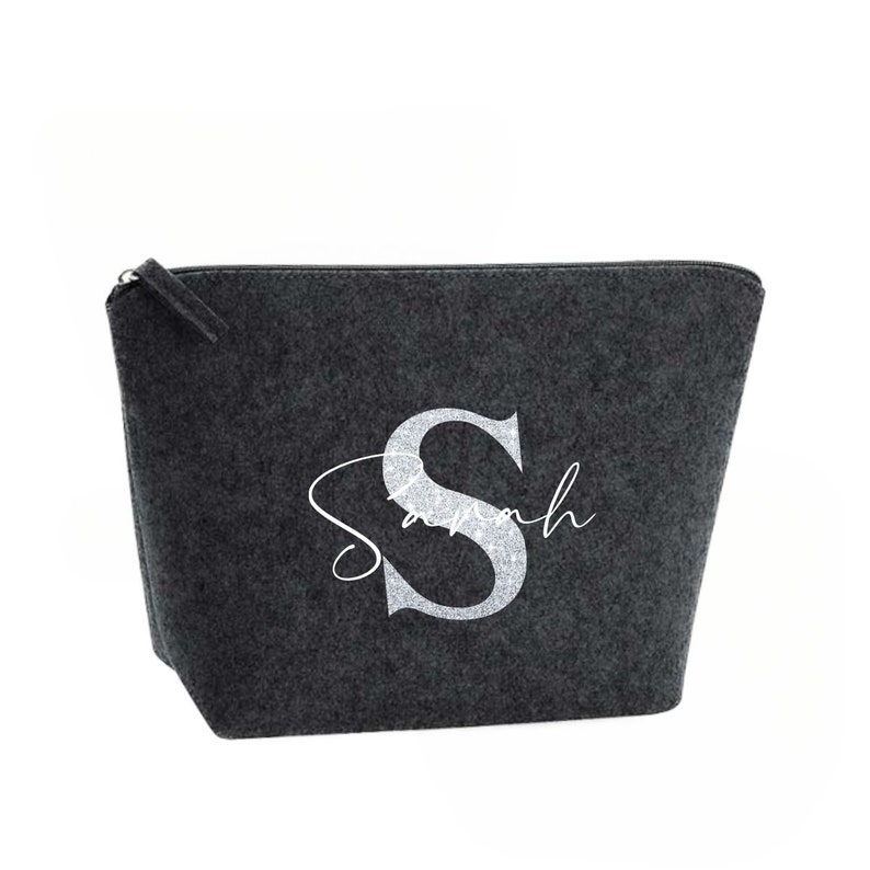 Cosmetic bag felt Personalized makeup bag Gift idea Toiletry bag Cosmetic bag with name Felt bag with name image 2