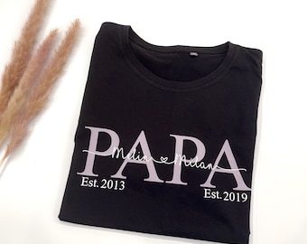 Personalisiertes Papa Shirt | Papa T-Shirt mit Namen und Est. | Daddy Shirt | Personalisiert | Papa, Opa, Onkel Shirt