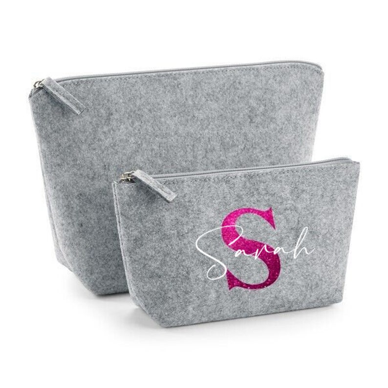 Cosmetic bag felt Personalized makeup bag Gift idea Toiletry bag Cosmetic bag with name Felt bag with name image 7