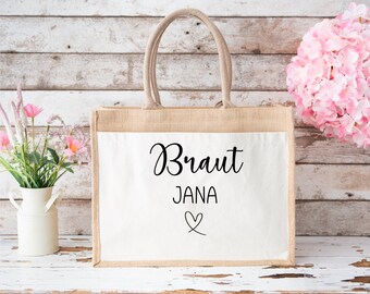 Personalisierte Jute Tasche | Braut | JGA | Hochzeit | Trauzeugin