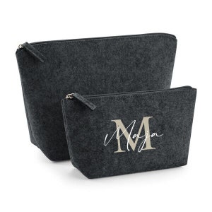 Cosmetic bag felt Personalized makeup bag Gift idea Toiletry bag Cosmetic bag with name Felt bag with name image 8