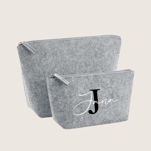 Cosmetic bag felt Personalized makeup bag Gift idea Toiletry bag Cosmetic bag with name Felt bag with name image 1