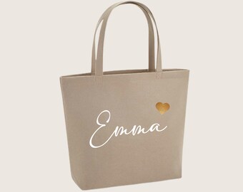 Personalized felt bag with name and heart | Shopper with name | Gift woman |Bag felt | Birthday girlfriend | Gift | Mother's Day