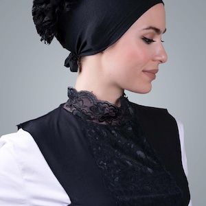 Hijab Neck Collar Viscose Fabric Chest Lace