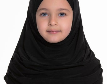 Stylish Kids&#39; Headwear: Ready-made Snap-on Children&#39;s Hijab Cap, Muslim Wear for Kids, Fashionable Children&#39;s Head Scarf