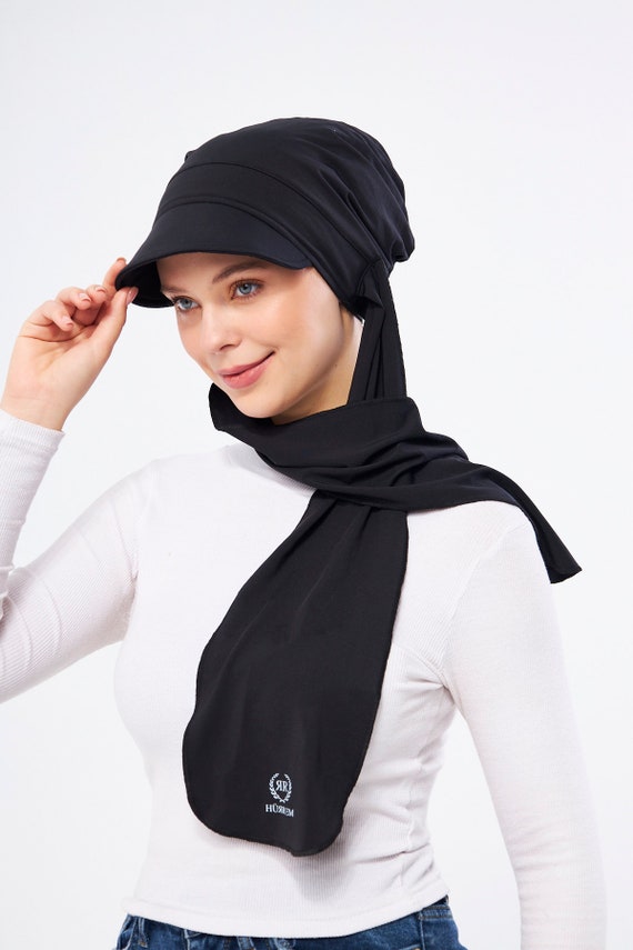 hijab with a hat