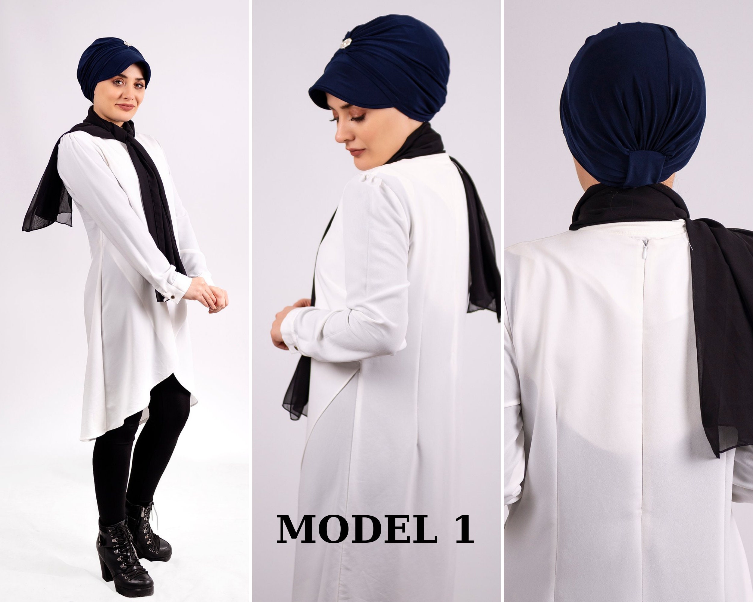 Turban Style Hijab Outfits Easy Slip-on Viscon Hijab Bonnet
