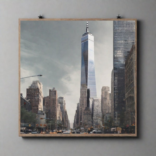 Contemporary Painting of New York | New York in Digital Art | Apartment Poster| House warming gift | Tall building | famous buildings