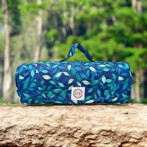 Don't Stop Be-Leafing Leaf Print Padded Picnic Mat: Water-Resistant Travel Blanket, Dog Settle Mat