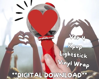 Versión 4 Plantilla de vinilo adhesivo para lightstick Kpop **Descarga digital** PNG y SVG