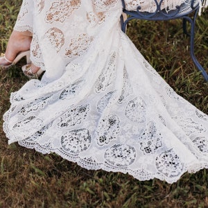 Boho Lace Maternity Wedding Dress Beach Elopement Cut out Fabric Plus Size Long Flare Sleeves A Line Backless V Neck Bridal Gowns zdjęcie 4