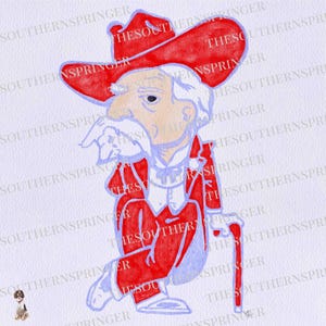 Ole Miss Aquarell Zeichnung| Oberst Reb Aquarell Zeichnung | Ole Miss Maskottchen |