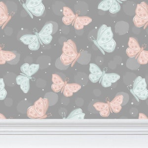 Pastel Butterflies Nursery Peel and Stick Wallpaper