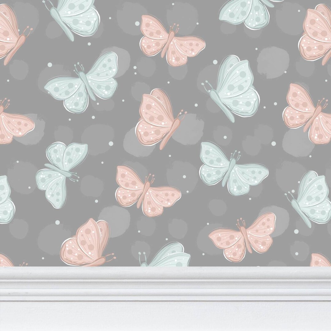 Pastel Butterflies Nursery Peel and Stick Wallpaper - Etsy