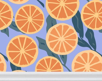 Citrus Oranges Themed Peel and Stick Wallpaper