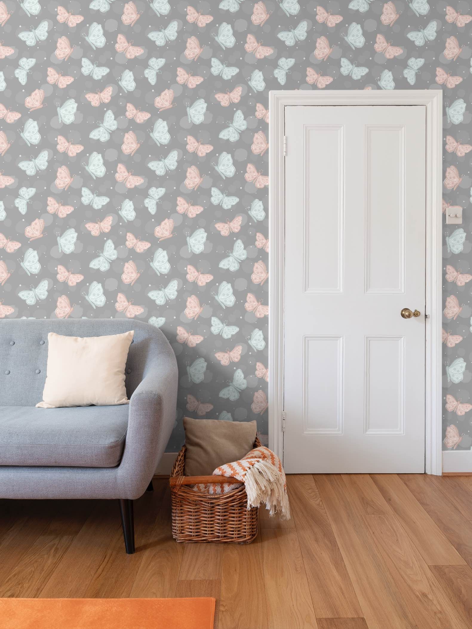 Pastel Butterflies Nursery Peel and Stick Wallpaper - Etsy