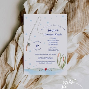 Fishing Bridal Shower Invitation: Two Less Fish in the Sea (Digital Download, 5x7 Corjl Template)
