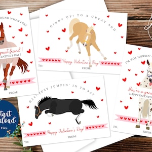 Instant Download Horse Valentines | Silly Horses | Kids Valentines | Horse Valentine's Day Cards | DIY Valentines | PDF Files | Printable