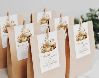 Editable Fall Favor or Gift Tags: Autumn Pumpkin Design, Corjl Template (2" x 3.5")