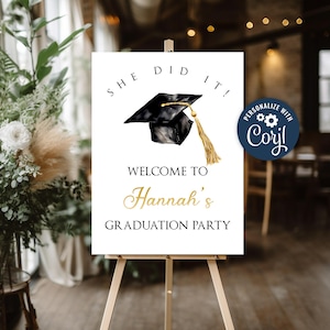 Large Graduation Party Welcome Sign Template, 18" x 24" Template, Class of 2025, High School, College, Personalize w/ Corjl, Print Locally.