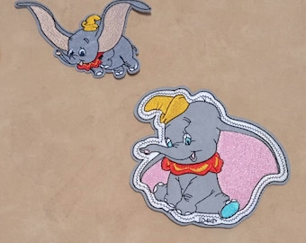 Ecusson Thermocollant patch brodé enfant Dumbo éléphant volant rigolo mercerie couture loisir créatif