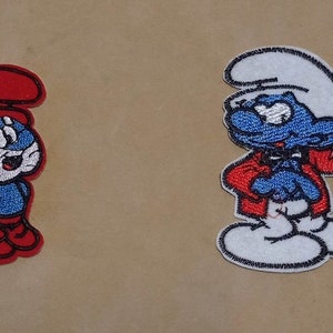 Badge Thermosticker patch embroidered child Smurf haberdashery sewing creative leisure