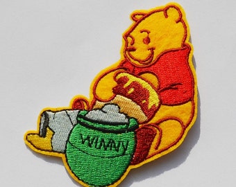 Ecusson Thermocollant patch brodé Winnie l ourson mercerie couture loisir créatif