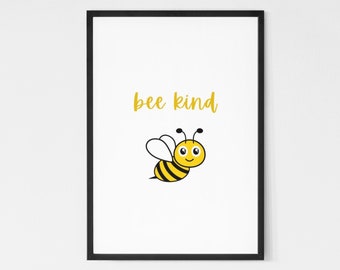 Bee Kind Art Print, Kids Wall Decor (Digital Download)