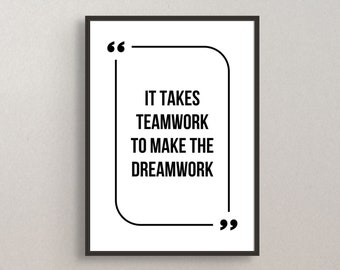 Teamwork Dreamwork Quote Print, Office Wall Art (Digital Download)
