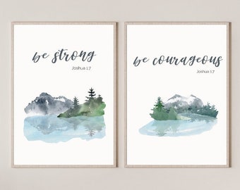 Set of 2 Christian Printable Wall Art, Bible Quote, Bible Quote Print, Wall Art Prints, Christian Art, Digital Product, Bible Wall Art Print