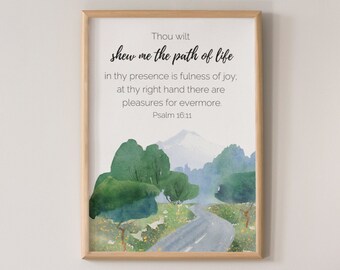 Bible Artwork, Printable Christian Wall Art, KJV Bible Art, Printable Christianity, Psalm 16:11, Scriptural Bible Art, KJV Scripture Art