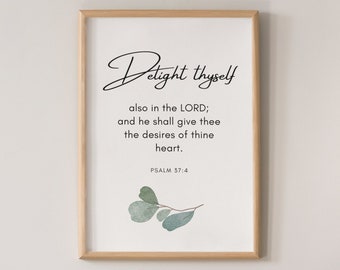 Psalm 37 Scripture Art, Christian Wall Decor (Digital Download)