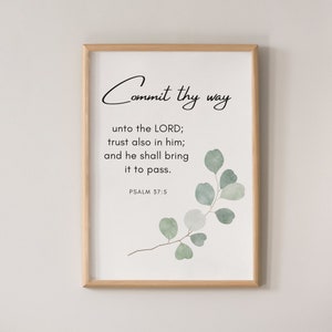Scripture Wall Art, Christian Wall Art, Printable Bible Verse, Bible Verse Wall Art, Psalm 37, Commit Thy Way, Printable Wall Art